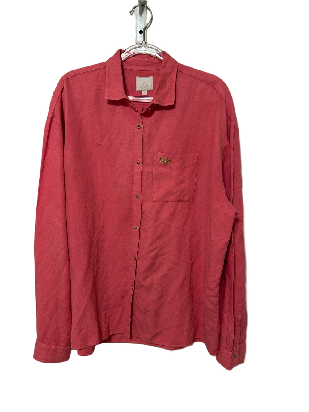 🎩La Martina  Long-Sleeve Coral Button-Down Shirt with Chest Pocket size 6 GUC